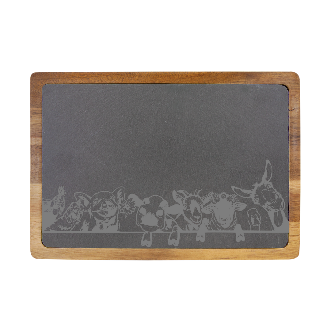 Acacia Wood & Slate Rectangle Cutting Board