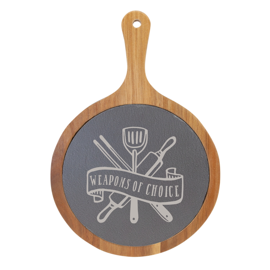 Acacia Wood & Slate Circle Cutting Board