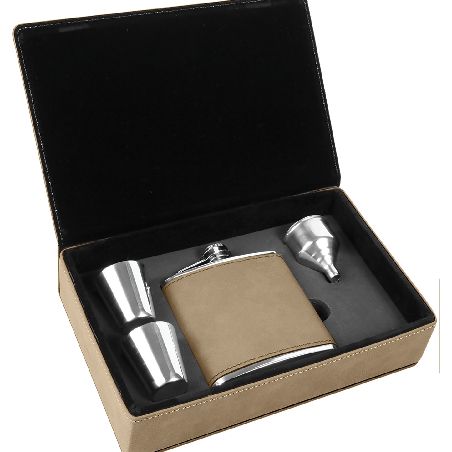 Custom Leatherette Flask Gift Box Set