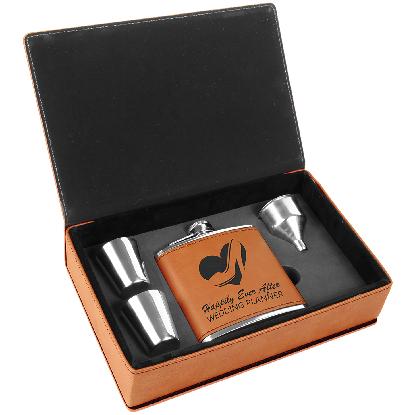 Custom Leatherette Flask Gift Box Set