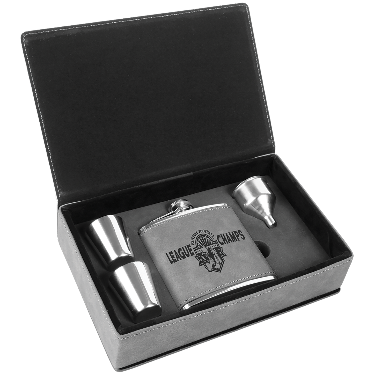 Custom Leatherette Flask Gift Box Set