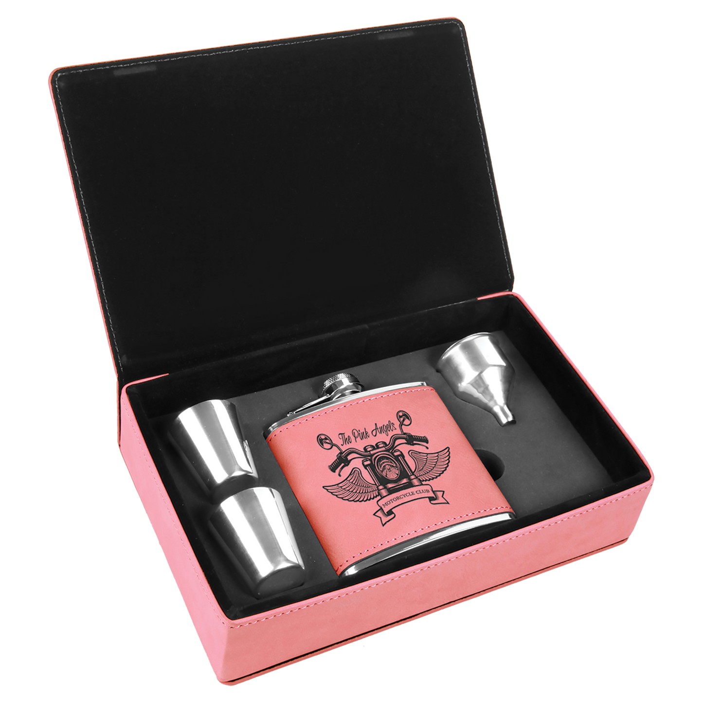 Custom Leatherette Flask Gift Box Set
