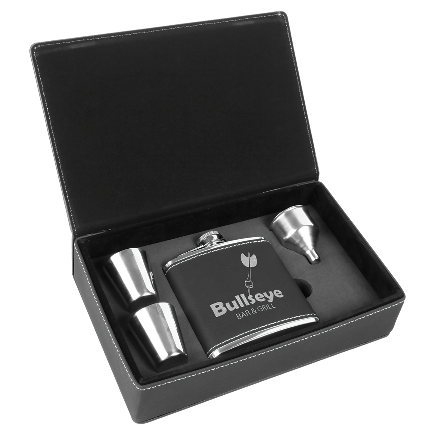 Custom Leatherette Flask Gift Box Set