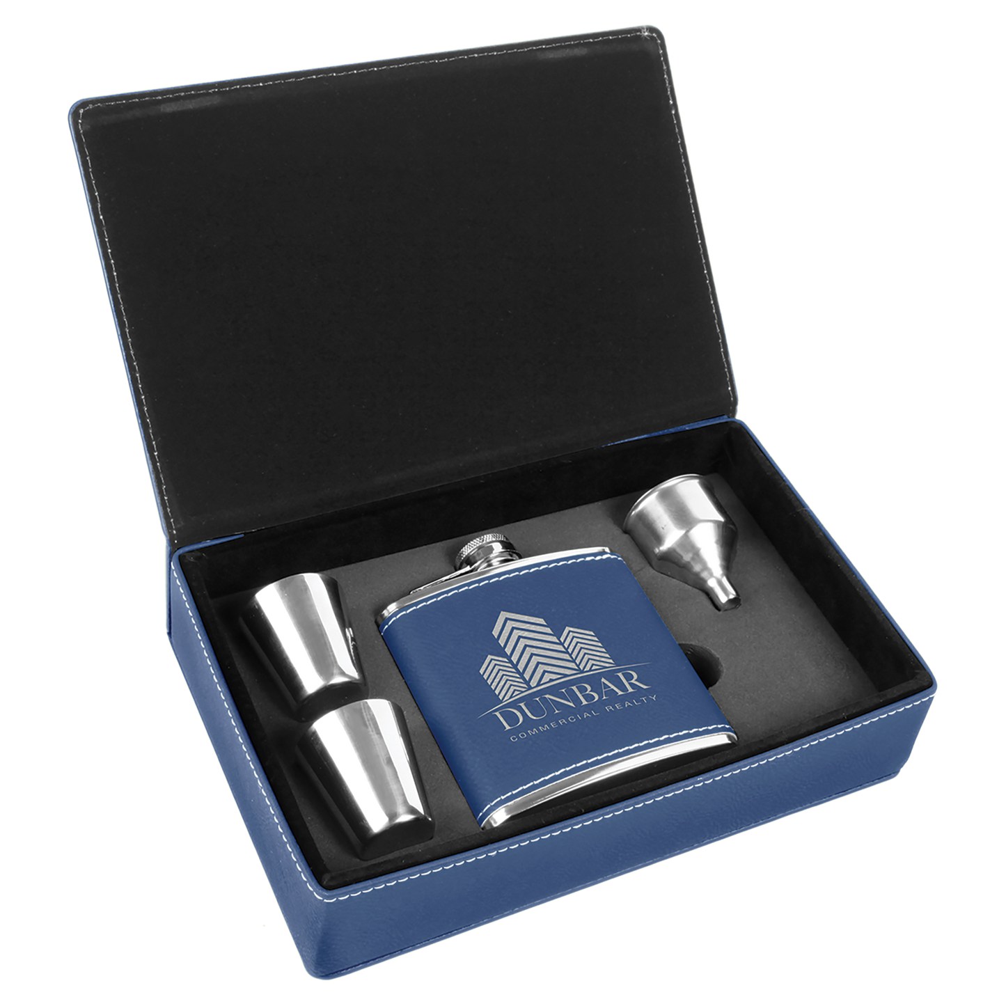 Custom Leatherette Flask Gift Box Set
