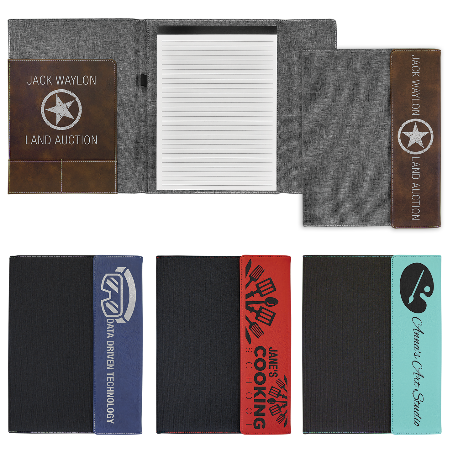 Customizable Leatherette & Canvas Portfolios