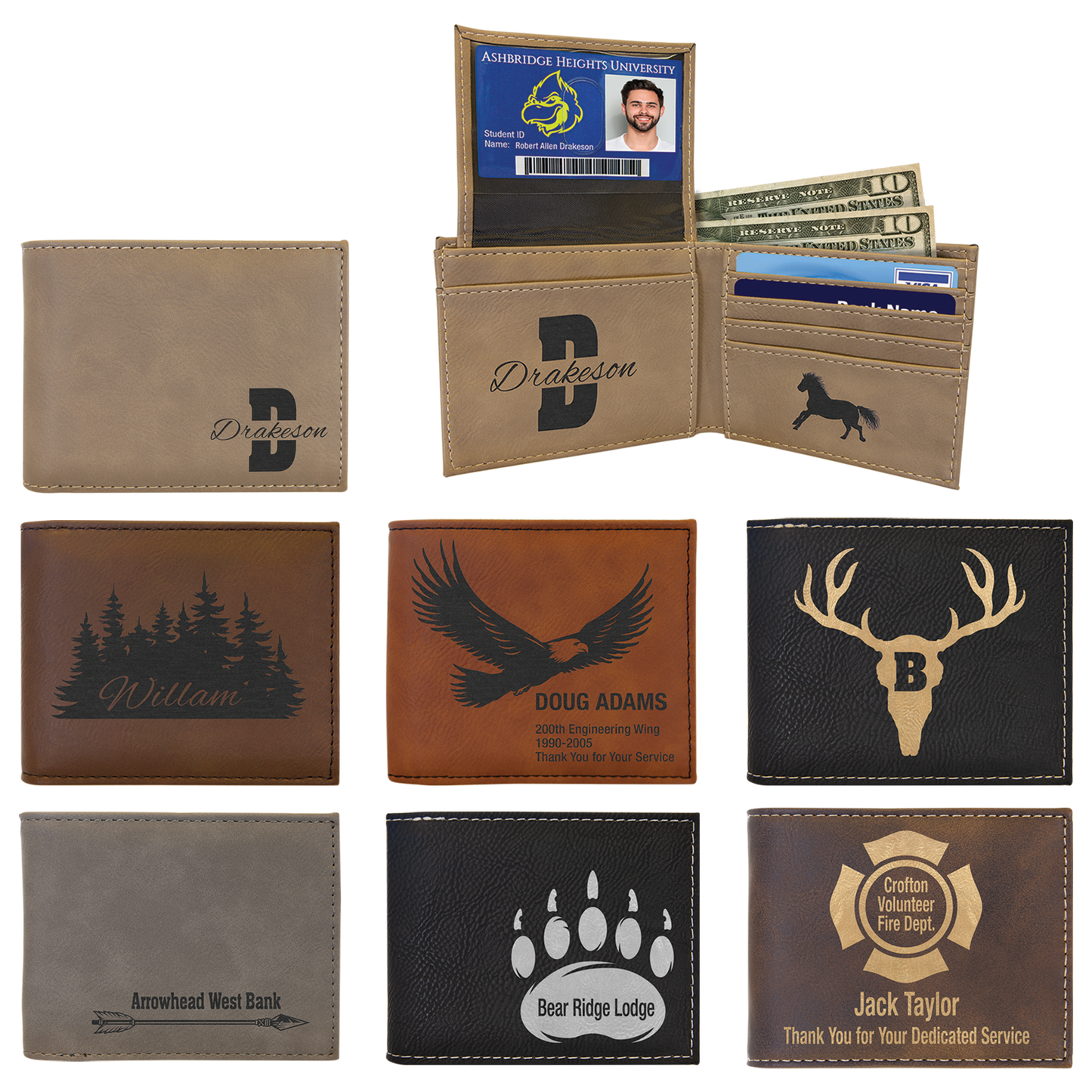 Bifold Leatherette Wallet W/ ID Flip