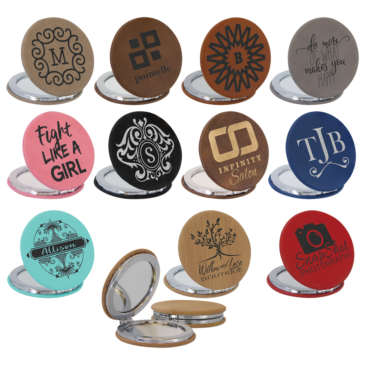 Leatherette Compact Mirrors