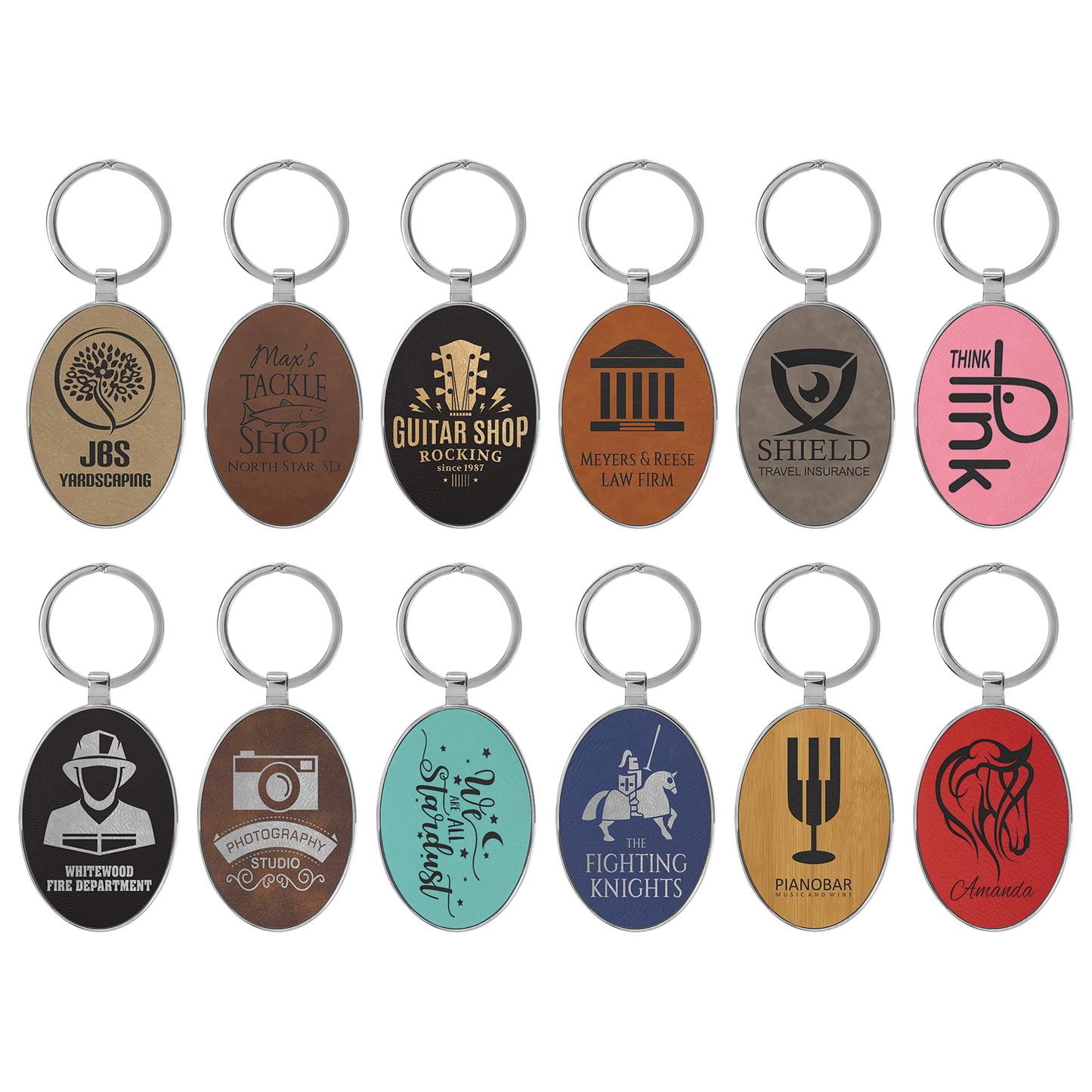 Metal Frame Leatherette Keychains