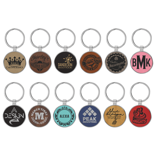 Metal Frame Leatherette Keychains