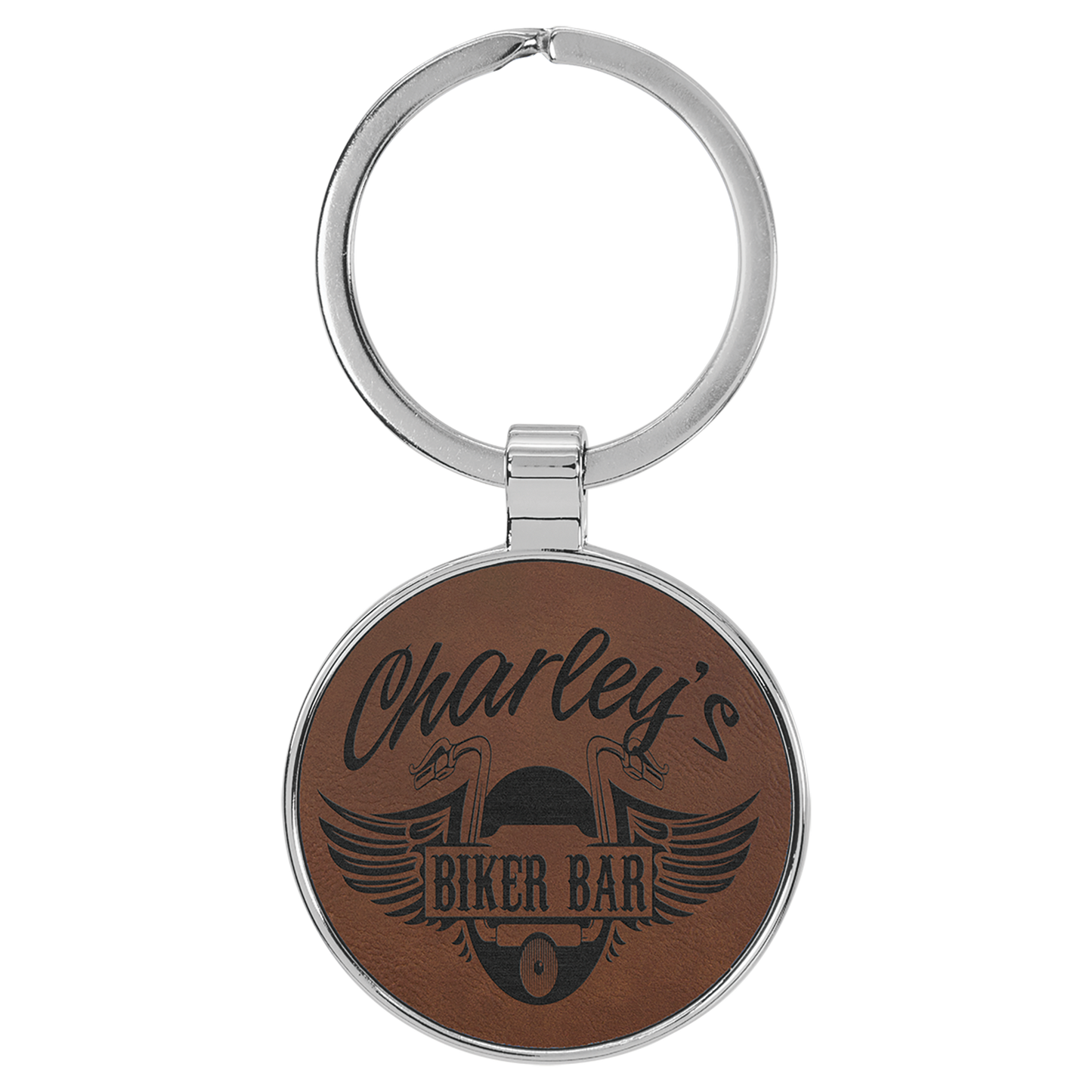 Metal Frame Leatherette Keychains