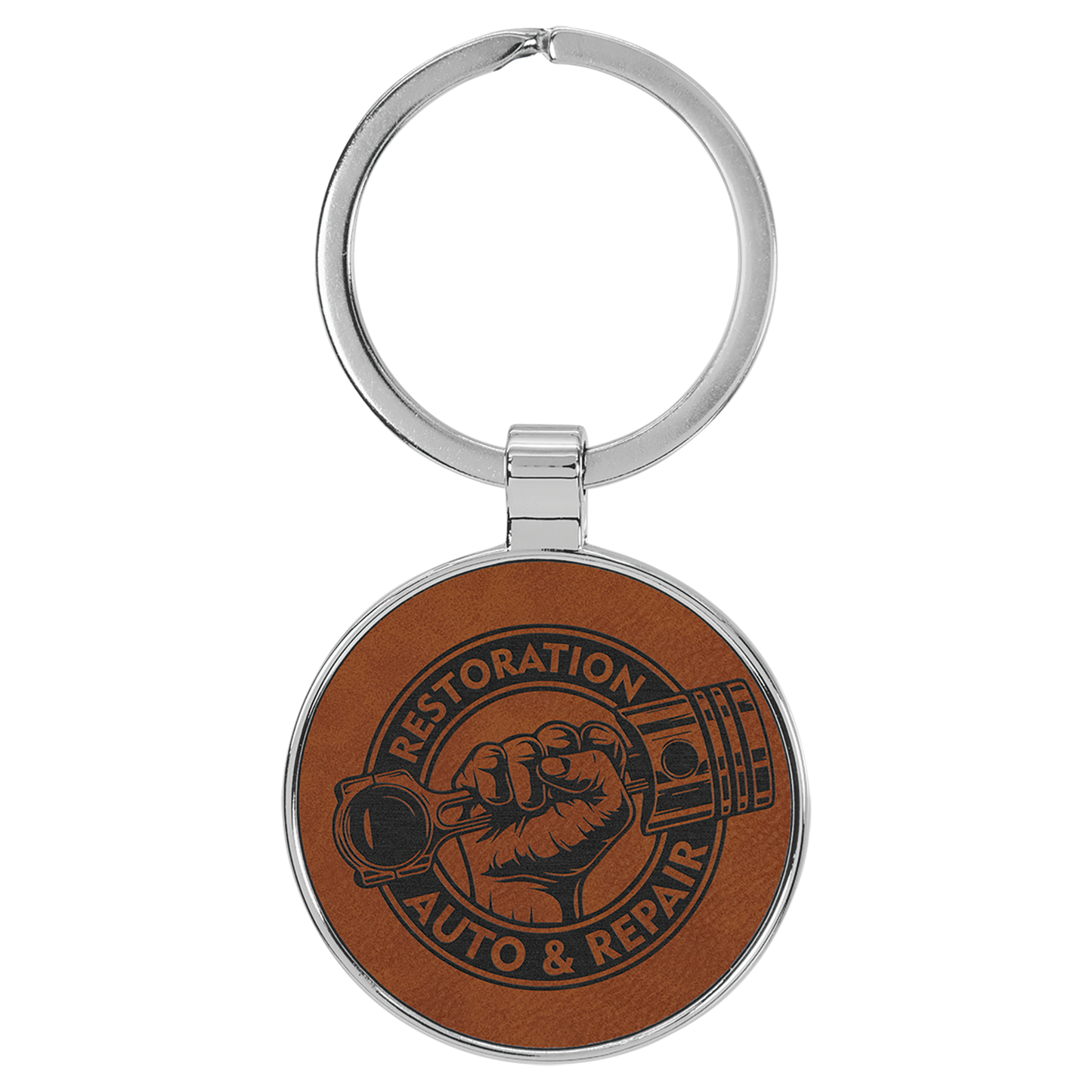 Metal Frame Leatherette Keychains