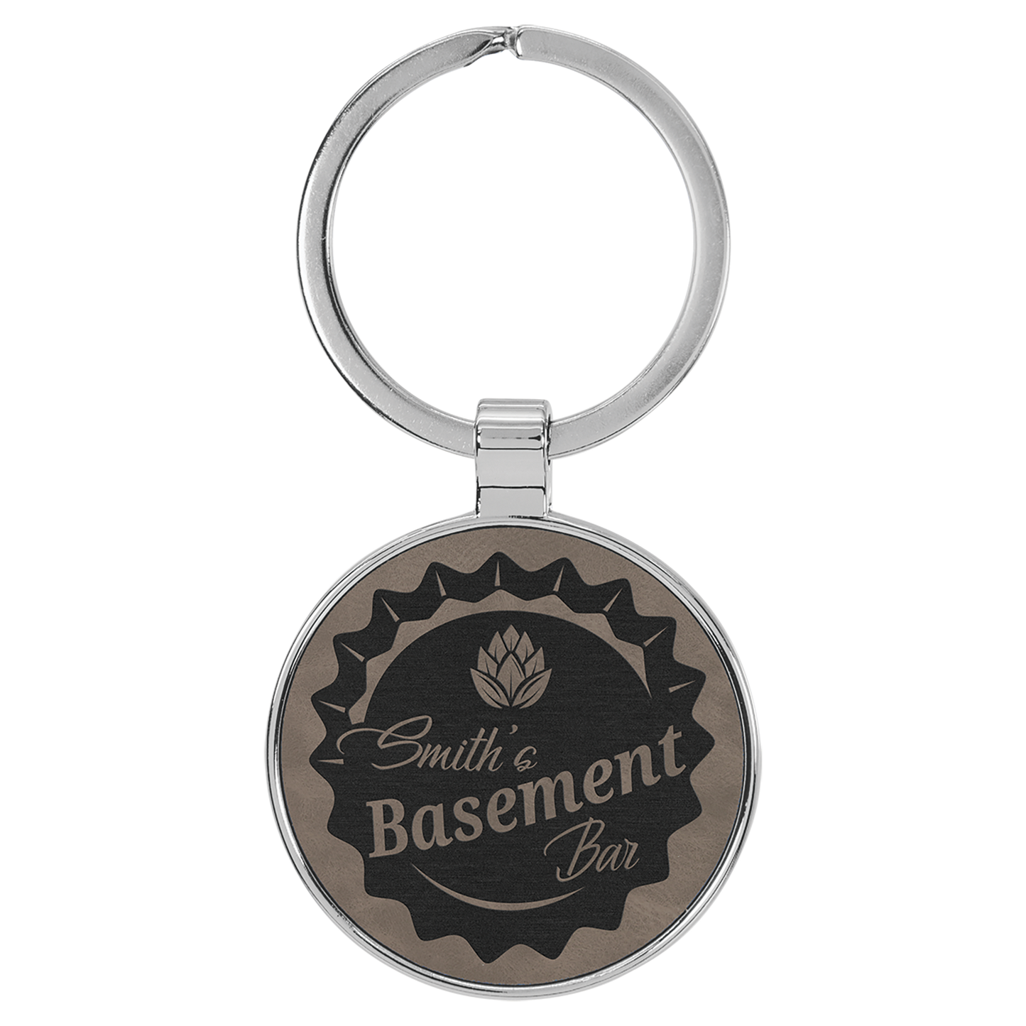 Metal Frame Leatherette Keychains