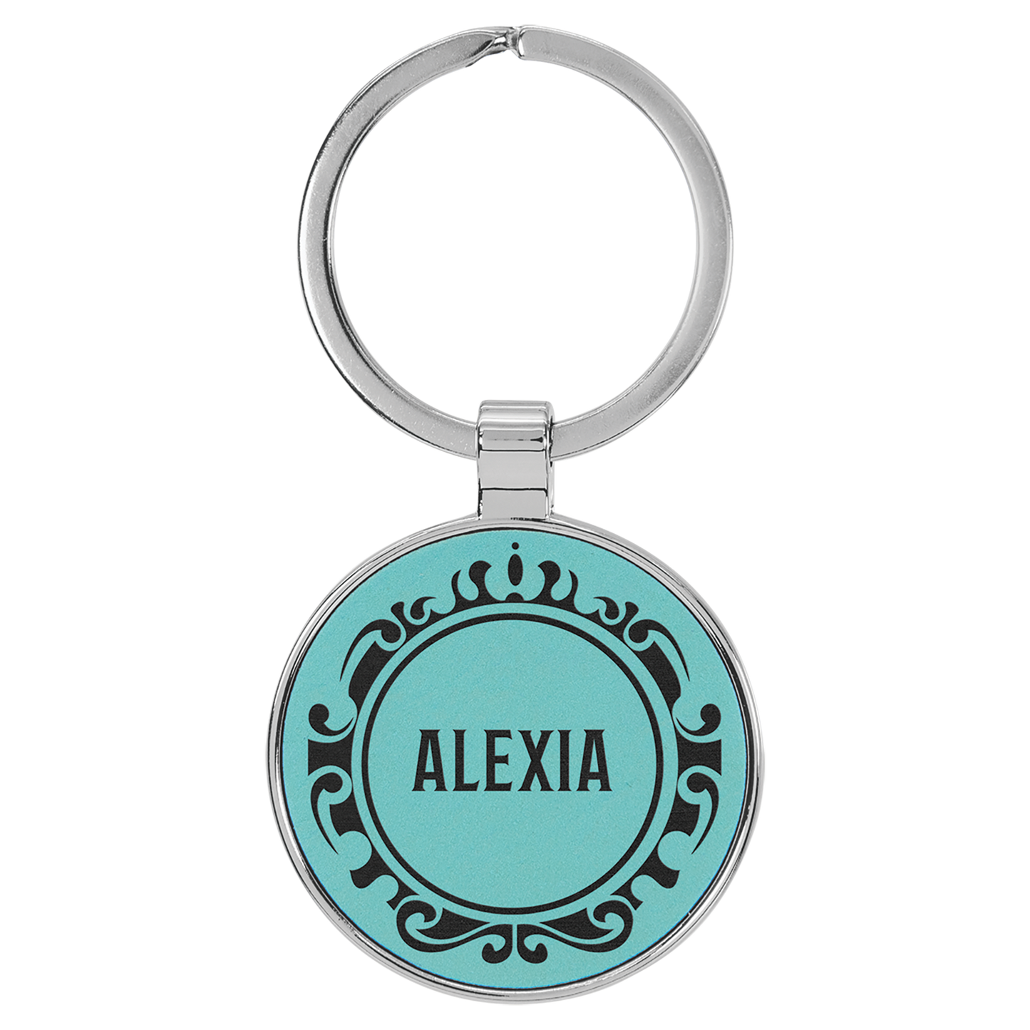 Metal Frame Leatherette Keychains