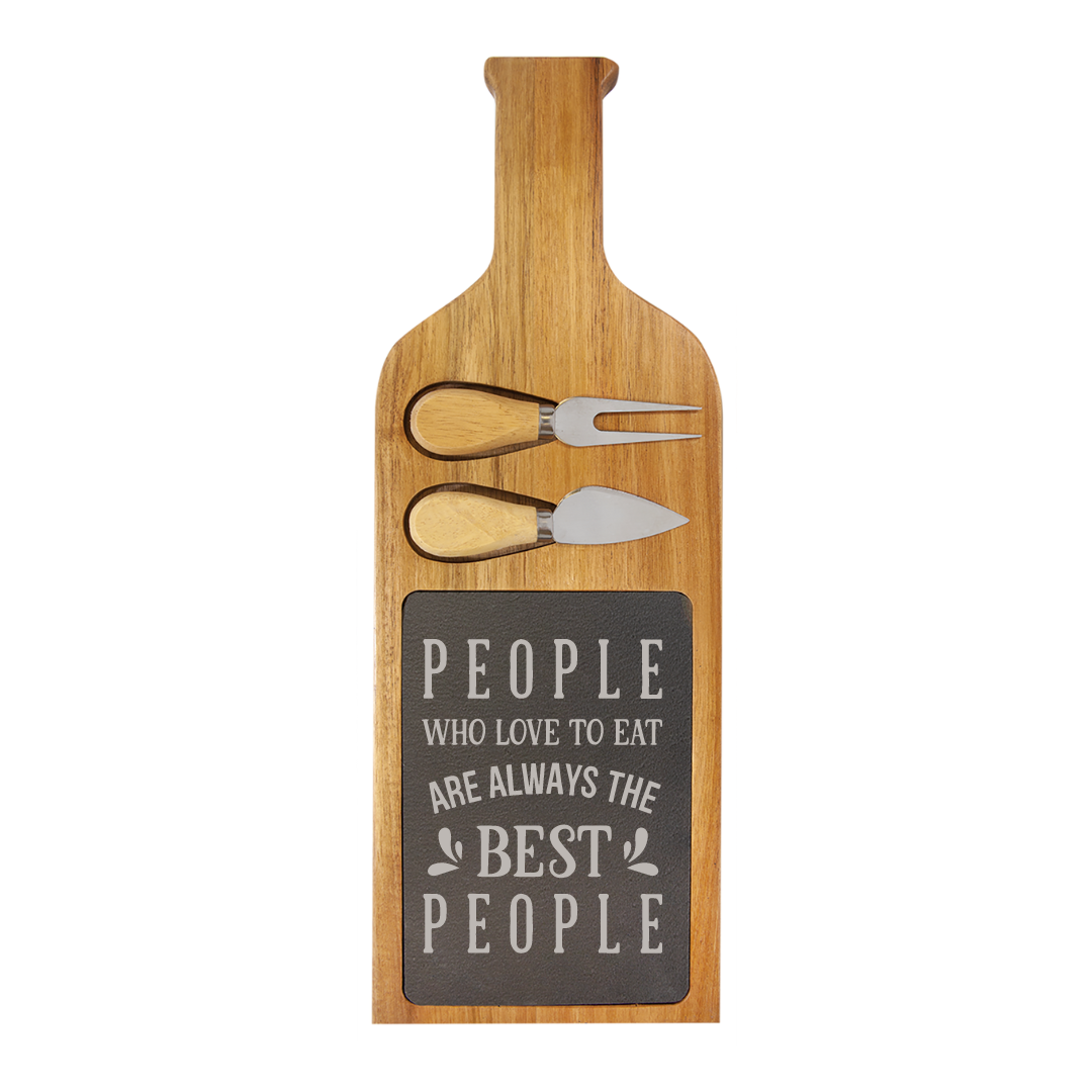 Acacia Wood & Slate Cheese Paddle Board With Tools