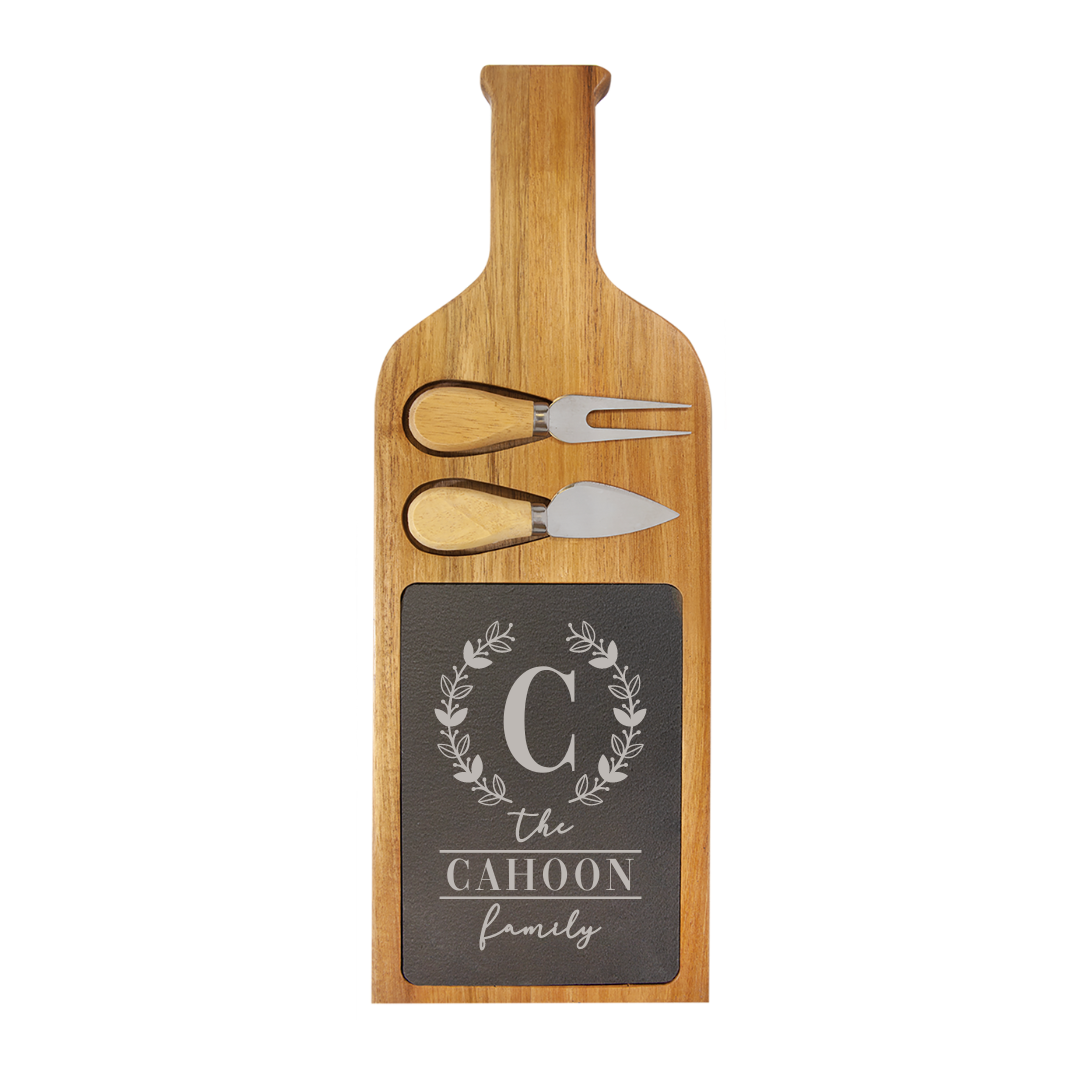 Acacia Wood & Slate Cheese Paddle Board With Tools