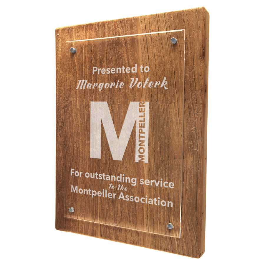 Reclaimed Wood Finish Floating Acrylic Plaques
