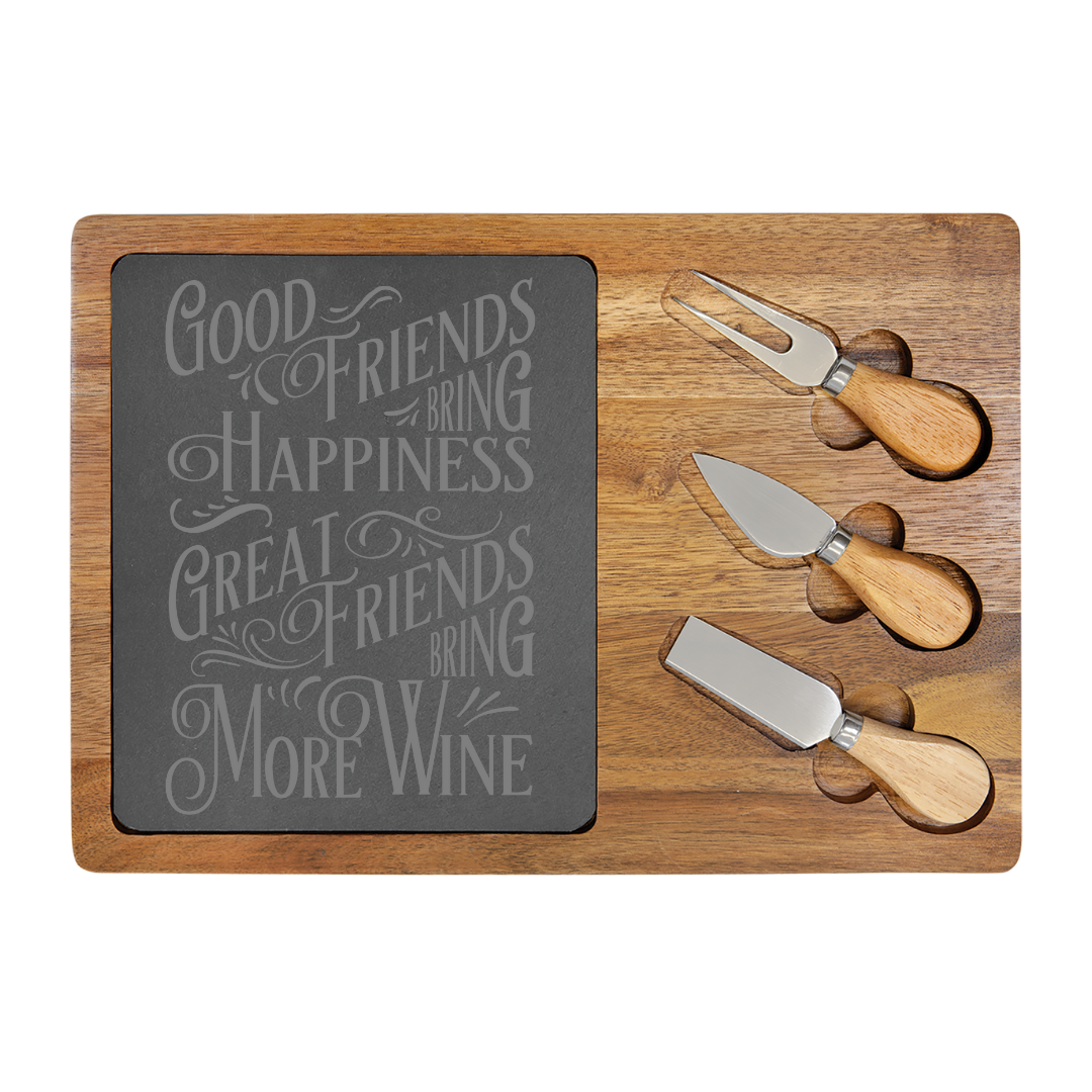 Acacia Wood & Slate Rectangle Cheese Board
