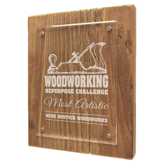 Reclaimed Wood Finish Floating Acrylic Plaques