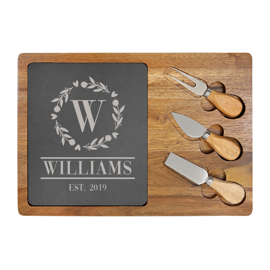 Acacia Wood & Slate Rectangle Cheese Board