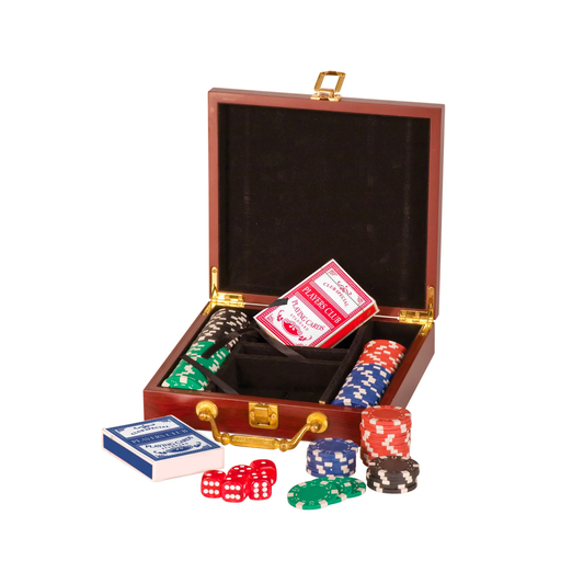 Rosewood Finish 100 Chip Poker Set